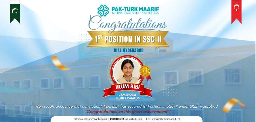 Pak-Turk Maarif Student Secures 1st Position in SSC-II under BISE Hyderabad