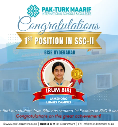 Pak-Turk Maarif Student Secures 1st Position in SSC-II under BISE Hyderabad